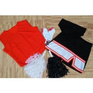 CHEERLEADER UNIFORM TOP SKIRT SOCKS POMS BRIEF